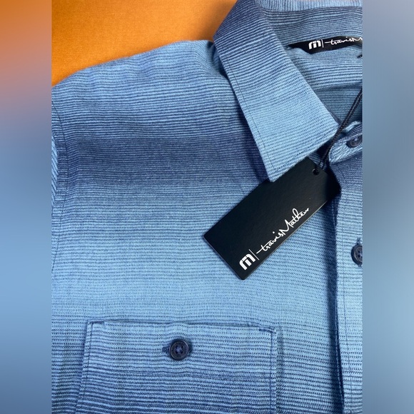 Travis Mathew Cloud Flannel Plaid Button-Up Mens Sz S Stellar Blue Black New - Picture 2 of 4